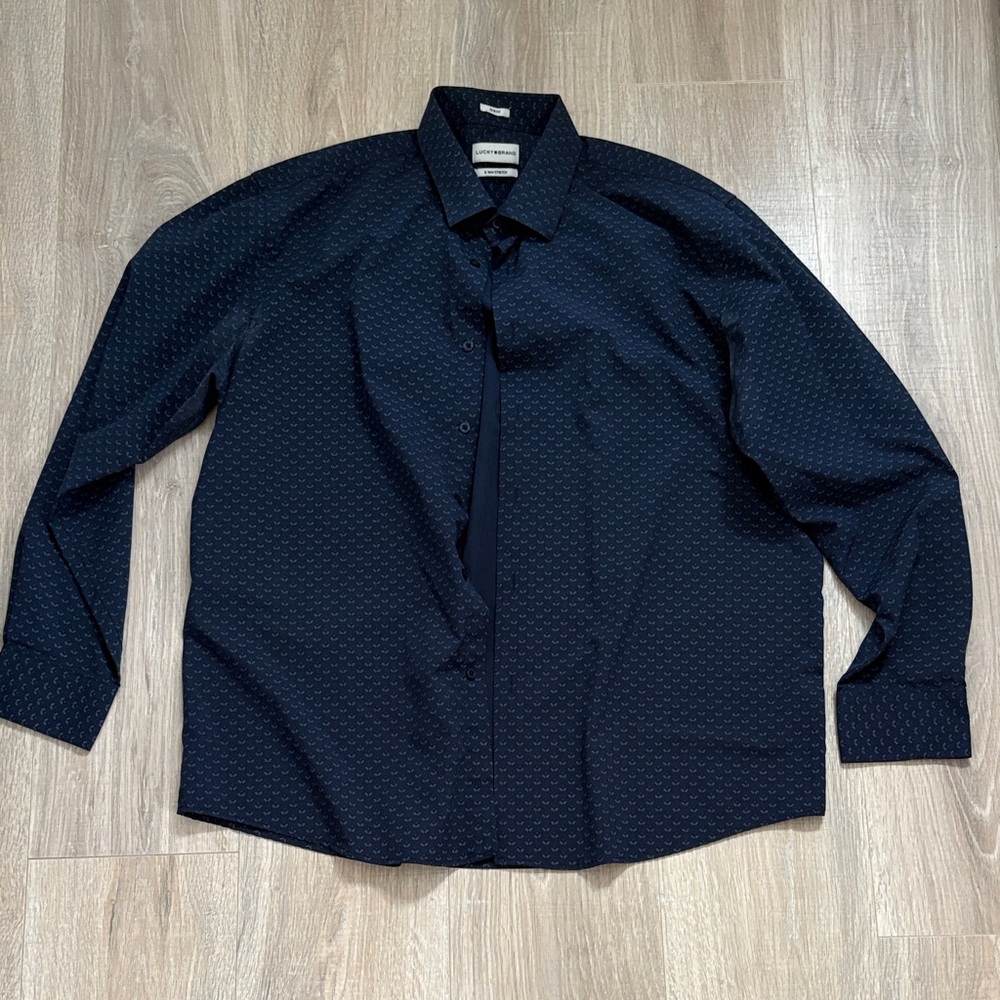 Lucky Brand Men's Navy Patterned Dress Shirt